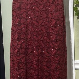 Women's Burgundy Lace Sequin Dress